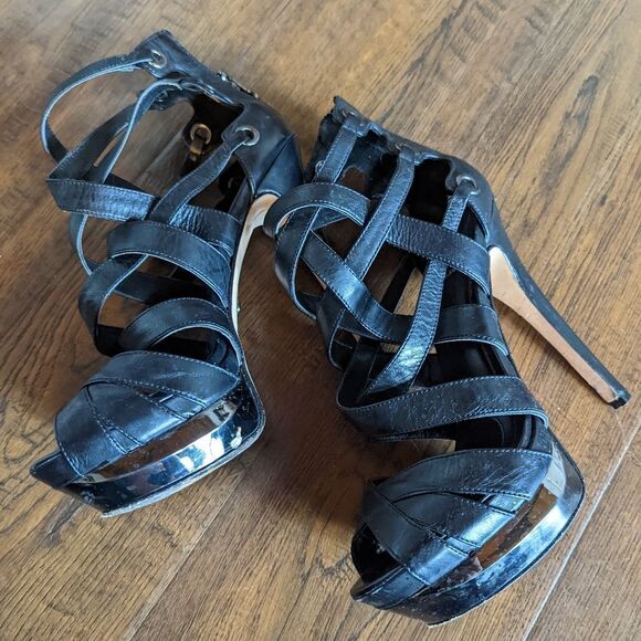 Velvet Angels Size 5.5 (36) Black Strapped Heel. - Picture 3 of 7
